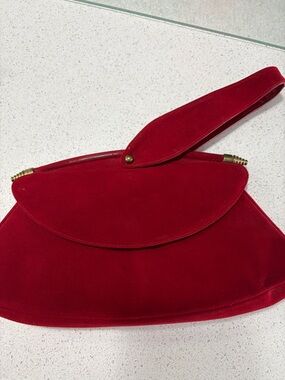 Pierre Cardin Red Suede Clutch Wristlet